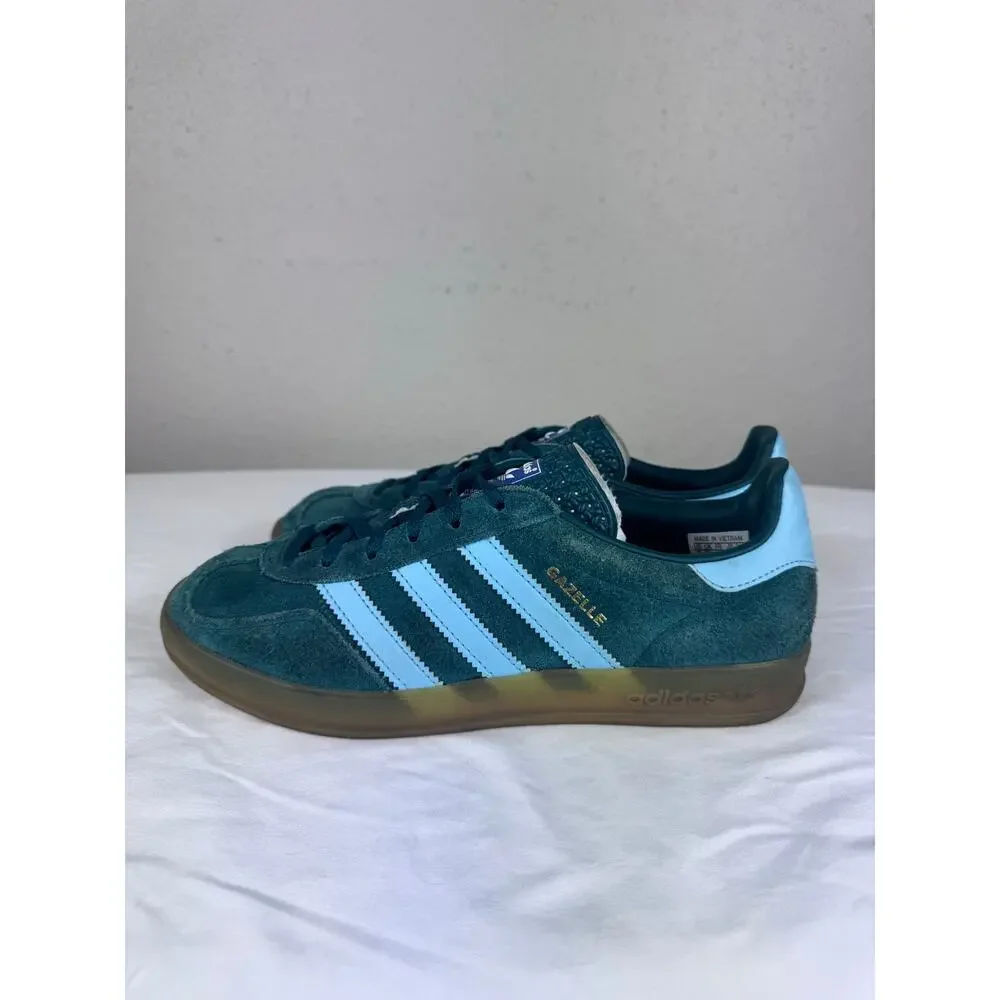 Adidas Gazelle Indoor Collegiate Green Hazy Sky Mens 7 Womens 8